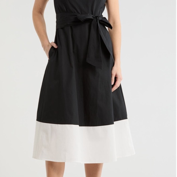 Vince Camuto Black and White Midi Dress - Picture 3 of 3